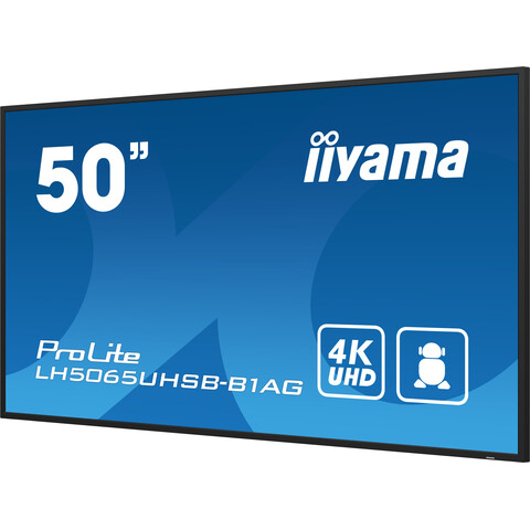 50" UHD 24/7, Vivid-Bright, Haze 25% 800cd/m², VA panel, Portrait Support, Removable WiFi, Android and iiSignage²