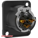 XLR male socket, 3 pin, black housing, gold contacts (Single Packaging)