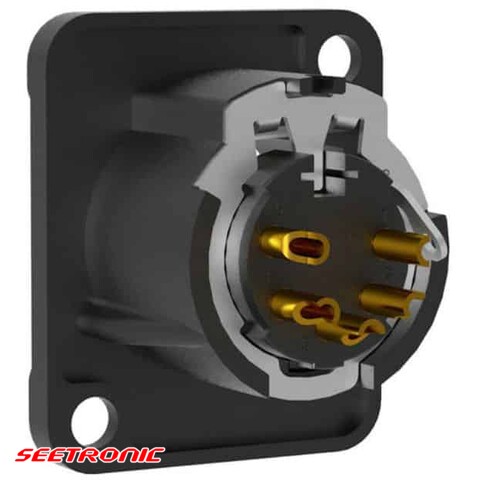 XLR male socket, 5 pin, black housing, gold contacts (Single Packaging)