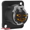 XLR male socket, 5 pin, black housing, gold contacts (Single Packaging)