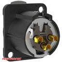 XLR female socket, 3 pin, black housing, gold contacts (Single Packaging)