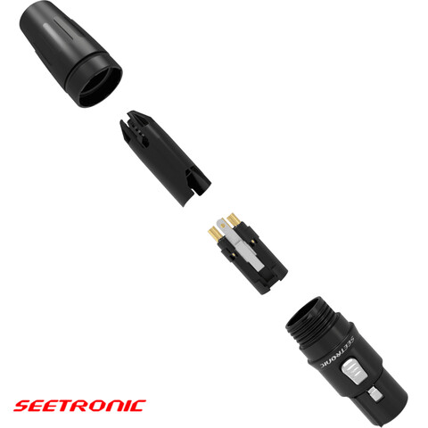 XLR female plug, 3 pin, stainless steel black housing, gold contacts (Single Packaging)