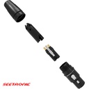 XLR female plug, 3 pin, stainless steel black housing, gold contacts (Single Packaging)