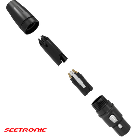 XLR female plug, 5 pin, stainless steel black housing, gold contacts (Single Packaging)