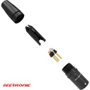 XLR male plug, 3 pin, stainless steel black housing, gold contacts (Single Packaging)