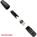 XLR male plug, 5 pin, stainless steel black housing, gold contacts (Single Packaging)