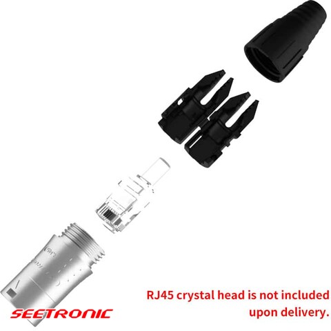 RJ45 cable carrier plug suitable for normal RJ45, black housing, cable O.D. 5-7mm (Single Packaging)