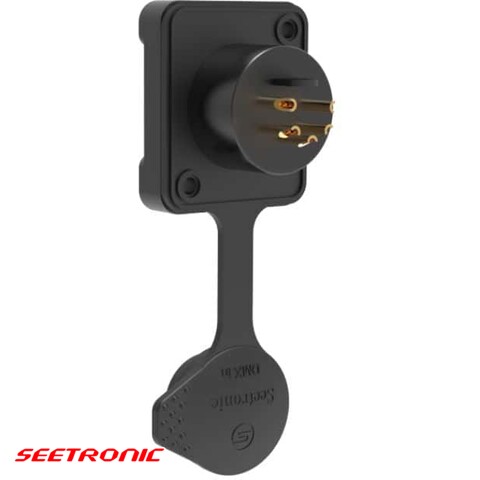 IP65 XLR male socket, 5 pin, black housing, gold contacts (Single Packaging)