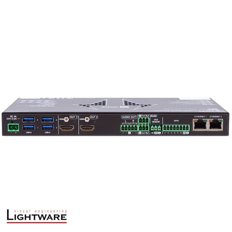 UCX-4x2-HC40 - Taurus UCX 4x2 matrix with USB-C, HDMI 2.0 and USB 3.1 ports supporting 4K signal formats (4K UHD @ 60Hz RGB 4:4:4, up to 18 Gbps), secure control Ethernet interface. USB-C connectivity for 4K video, audio, control signals and charging up t