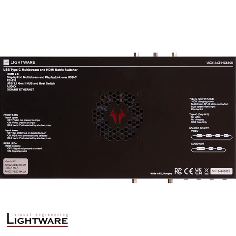 UCX-4x3-HCM40 - Taurus UCX 4x3 matrix for dual 4K video signal through single connection over DP Alt Mode or DisplayLink