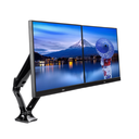 Flexible desk mount for dual monitor with height adjustable gas spring. Deskmount with clamp or grommet. Monitor size 10~27"