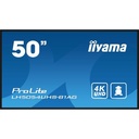 50" 3840x2160, UHD IPS panel, Haze 25%, 500cd/m², Landscape and Portrait