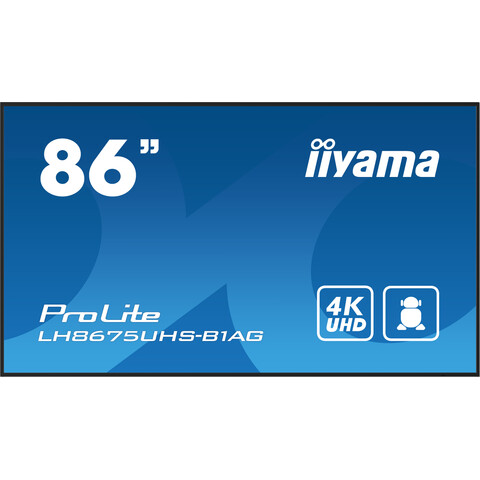 86" 3840x2160, UHD IPS panel, Haze 25%, 500cd/m², Landscape and Portrait