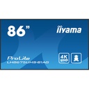 86" 3840x2160, UHD IPS panel, Haze 25%, 500cd/m², Landscape and Portrait