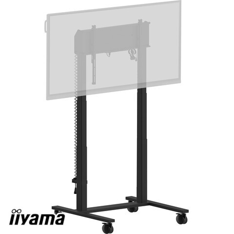 Double column electric floor lift on wheels for monitors