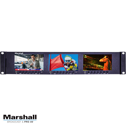 Triple 5" Rackmount Monitor with 3G-SDI and HDMI Inputs