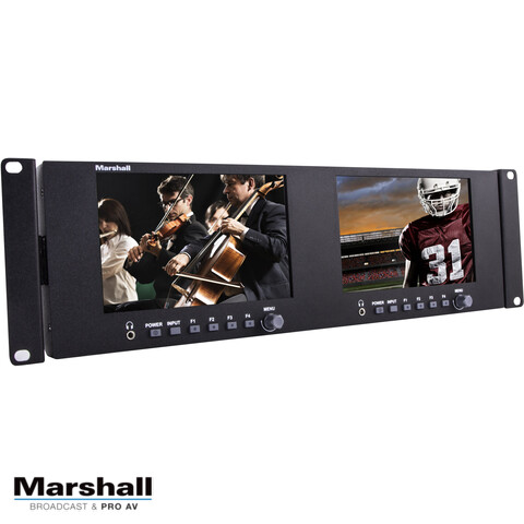 Dual 7" Rackmount Monitor with 12G-SDI and HDMI Inputs, Vectorscope & more