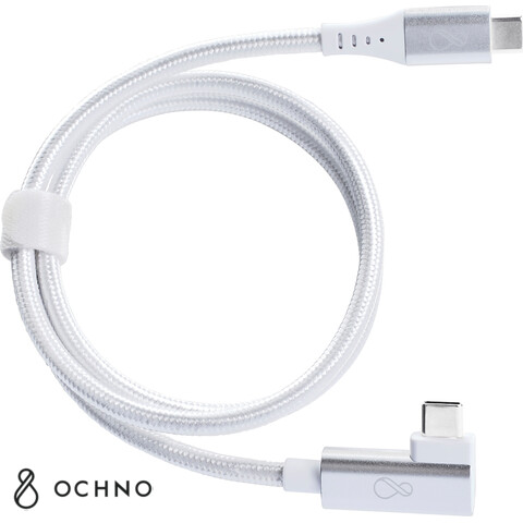 USB-C Cable, 10Gbps 100W, angled, white, 0,7m