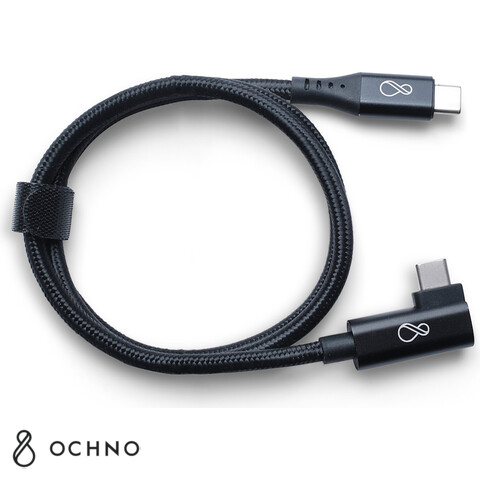 USB-C Cable, 10Gbps 100W, angled, black, 0,7m