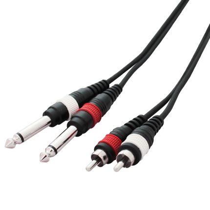 Stereo Phono (RCA) to 2 x 6,35mm Unbalanced Jack - 1,5m