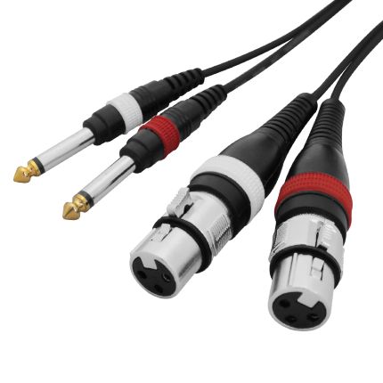 2 x XLR Female to 2 x 6,35mm Unbalanced Jack - 2m