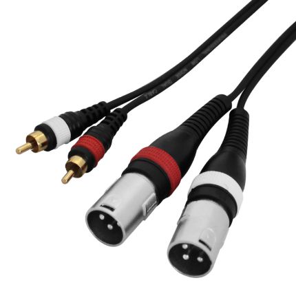 Stereo Phono (RCA) to 2 x XLR Male - 2m