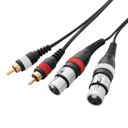 2 x XLR Female to Stereo Phono (RCA) - 2m