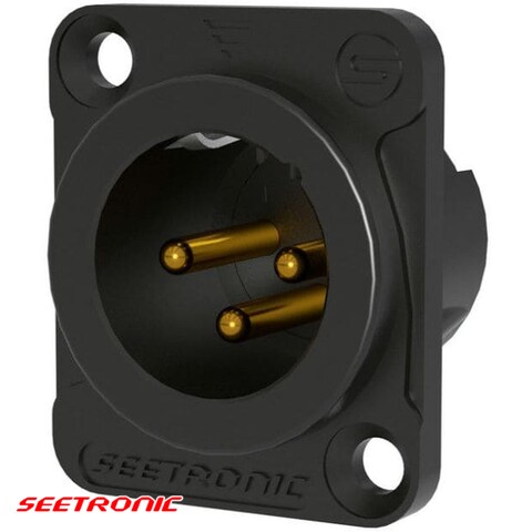 D Series - 3p XLR male black panel connector