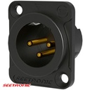 D Series - 3p XLR male black panel connector