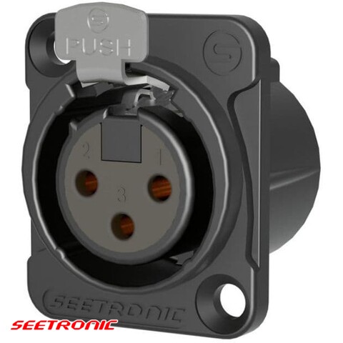 D Series - 3p XLR female black panel connector