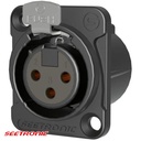 D Series - 3p XLR female black panel connector