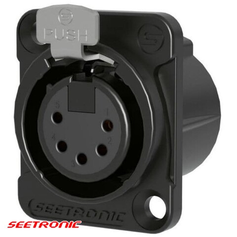 D Series - 5p XLR/DMX female black panel connector