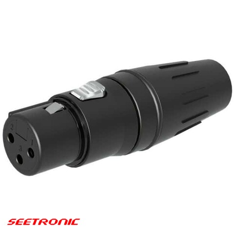 XLR 3p female stainless steel black connector