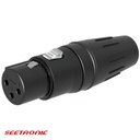 XLR 3p female stainless steel black connector