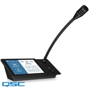 Q-SYS Touchscreen Page Station, desktop form factor with gooseneck mic