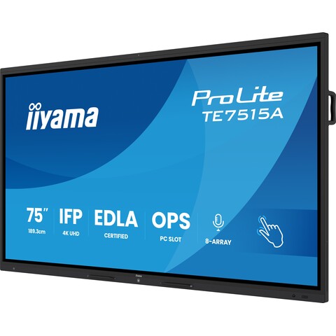 75" Stylish IFP, iiWare21E, Google EDLA, Android 14, 16/128GB, 40-Points DeepContrast IR+ with Optical Bonding, 3840x2160, UHD IPS panel