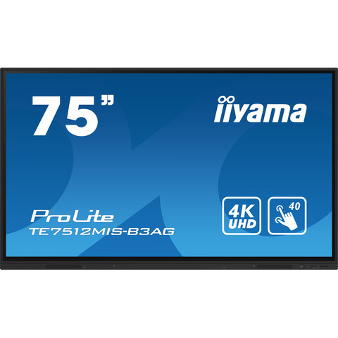 75" iiWare13E, Android 14, 40-Points PureTouch IR with Zero Gap, UHD VA panel, Fan-less, Speakers 2x 20W front, 2x HDMI-out, 2x USB-C max 65W PD, 400cd/m²