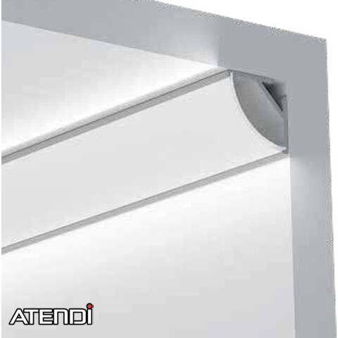 [ATP-AAL-S1616C] Alu-profile 45° with cover, for 10mm tape, curved, 16x16mm x 2m