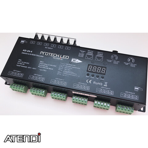 [ATP-AD-24-4] LED Driver/Dimmer 24ch, 4A/ch DMX/RDM 12-24v (48/96Wch) 16bit