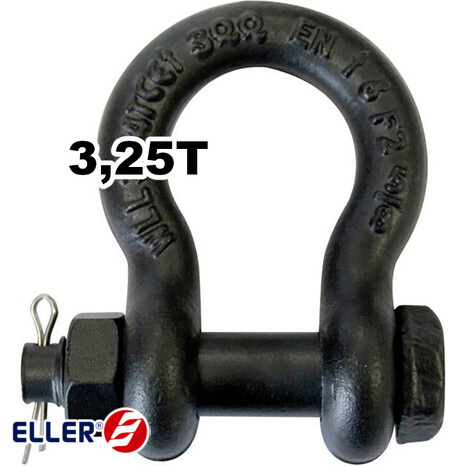 [ELL-RIHS3TMB] Bow Shackle, safety pin, 3,25T, black