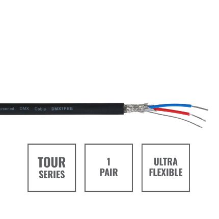 [PRL-CABL603] DMX Cable, 1 pair, screened, heavy duty