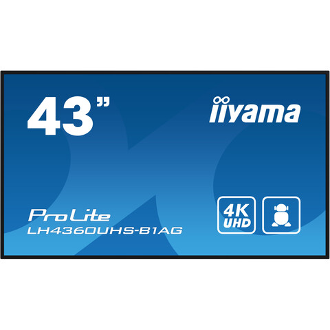 [IIY-LH4360UHS-B2AG] 43" UHD 24/7, Ultra Slim, Haze 25% 500cd/m², ELED VA panel, Portrait Support, WiFi, Android and iiSignage²