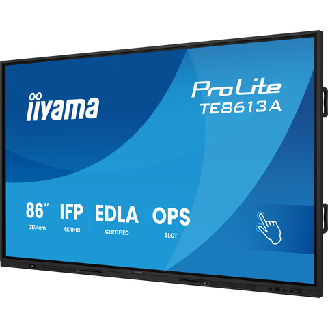 [IIY-TE8613A-B1AG] 86" iiWare21E, Google EDLA Certified, 40pt Zero Airgap Touch, 450cd/m², USB-C, WiFi-6/Bluetooth 5.0, Speakers
