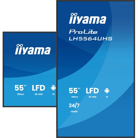 [IIY-LH5564UHS-B1AG] 55" UHD 24/7, Haze 25% 500cd/m², VA DLED panel, Portrait Support, 2x HDMI, 1x USB-C, WiFi, iiSignage2, wallmount included