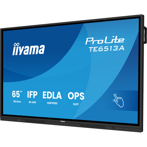 [IIY-TE6513A-B1AG] 65" iiWare21E, Google EDLA Certified, 40pt Zero Airgap Touch, 450cd/m², USB-C, WiFi-6/Bluetooth 5.0, Speakers