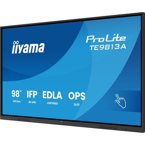 [IIY-TE9813A-B1AG] 98" iiWare21E, Google EDLA Certified, 40pt Zero Airgap Touch, 450cd/m², USB-C, WiFi-6/Bluetooth 5.0, Speakers