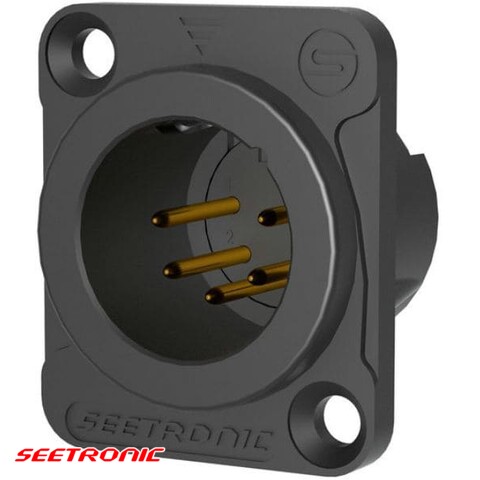[SEE-MJ5F2C-BG] D Series - 5p XLR/DMX male black panel connector