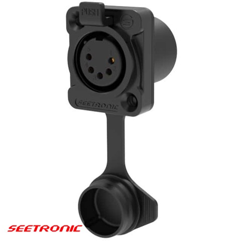 [SEE-K5F2C-W-B] D Series - 5p XLR/DMX female IP65 waterproof panel connector